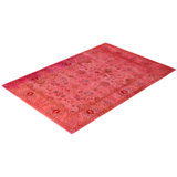 Overdyed Hand-Knotted Wool Modern-Contemporary Pink Area Rug 4' 8" x 6' 9"
