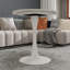Table basse Mid-Century moderne en marbre veiné blanc pour petits espaces