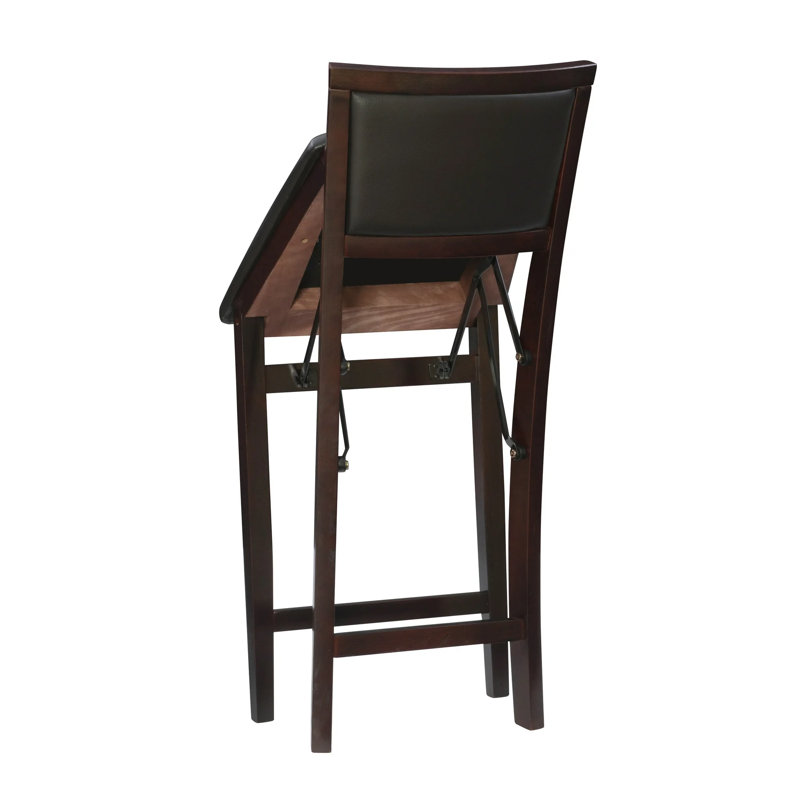 Phaedra Foldable Counter / Bar Stool with Upholstered Seat & Back, Espresso  Faux Leather, Counter Stool (20" Seat Height)