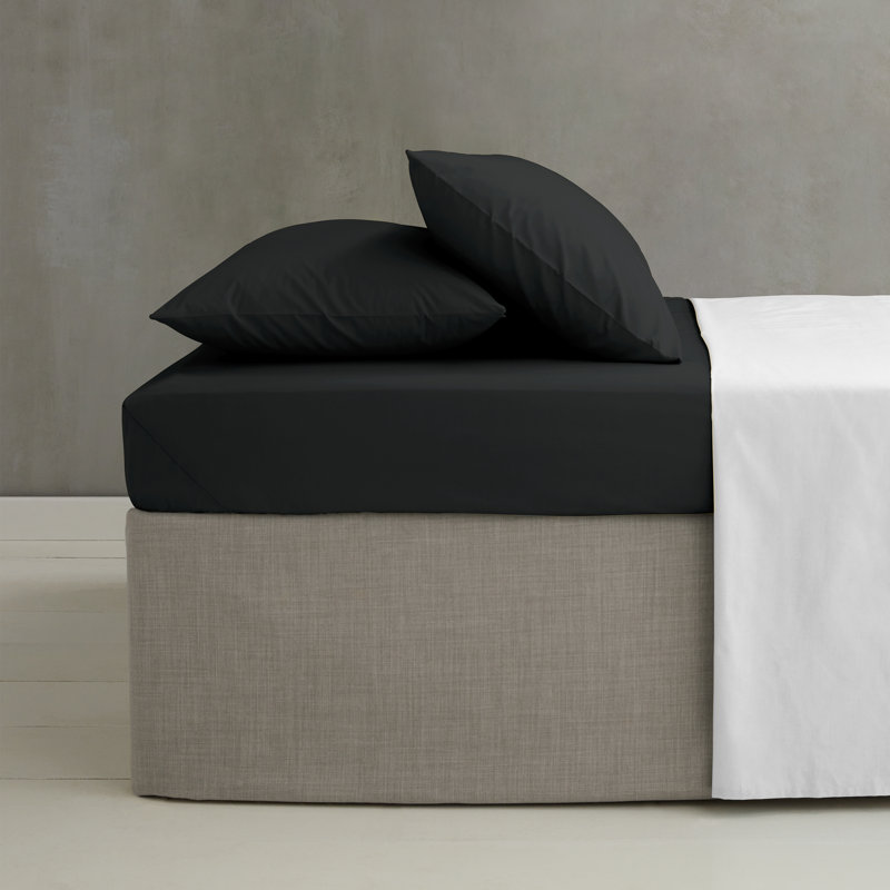 Easy Iron Percale Extra Deep Fitted Sheet, Black, Double (4'6)