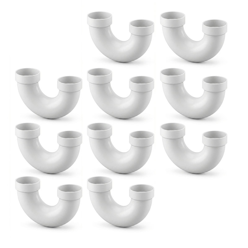 Coude de retour en PVC 3 po H x H 3 po, drain en PVC blanc, raccord d'évacuation et d'évacuation, (paquet de 10)