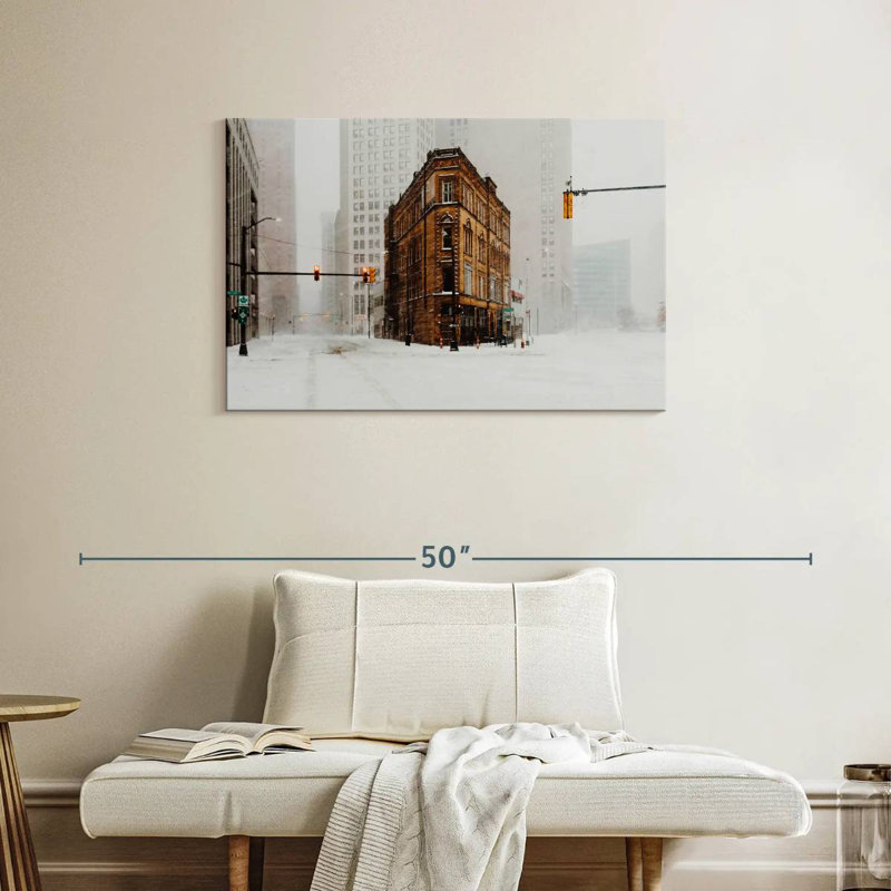 Ravi Detroit In Winter, 24" H x 36" W
