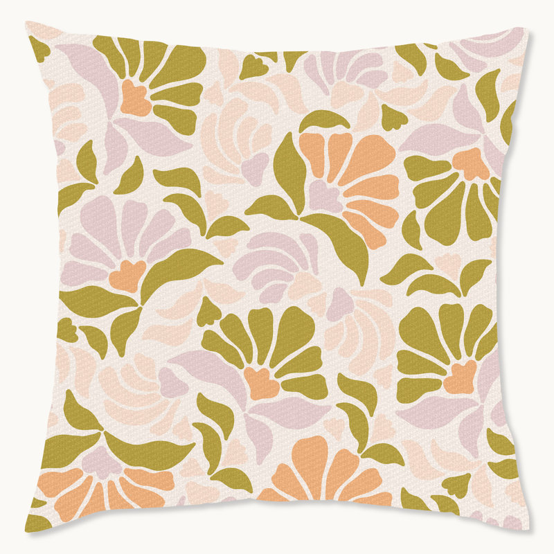 Housse de coussin floral en polyester