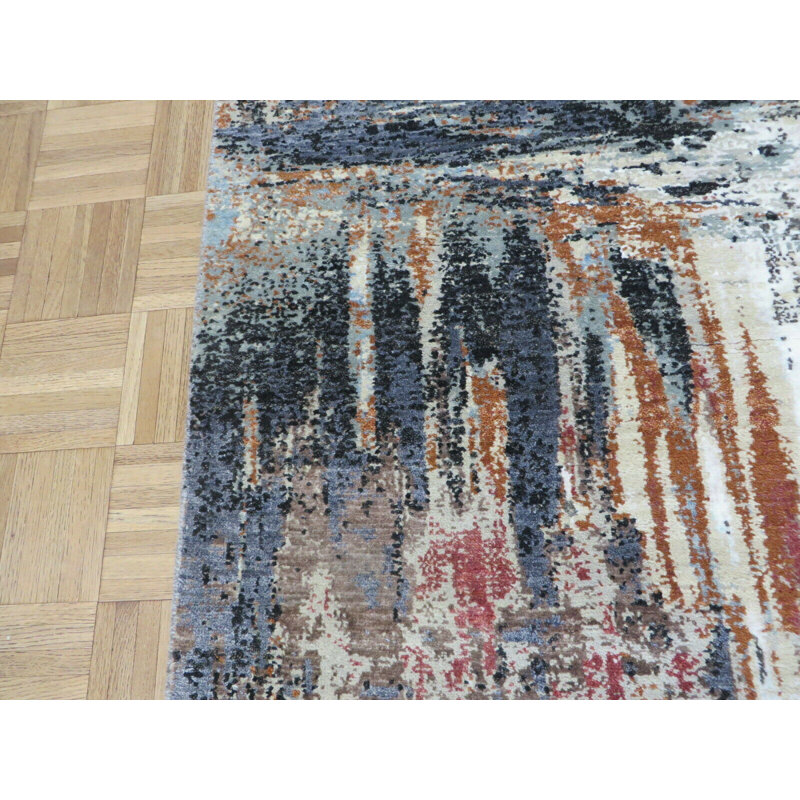 Tapis de couloir oriental moderne noué à la main 2 pi 6 po x 7 pi 11 po avec soie 8F54D722132D4B31BF738432F38FA232