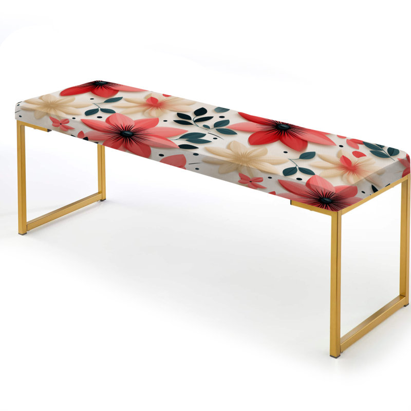 Moylan - Banc rembourré doré à motif floral, Conformation Pink And White Floral Pattern