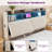 Upholstered Floating Bed with LED Lights and USB Charging Station,-1696856488