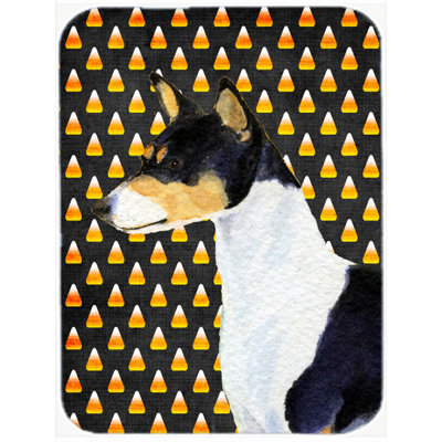 Caroline's Treasures Halloween Candy Corn Basenji Portrait Glass Cutting Board
