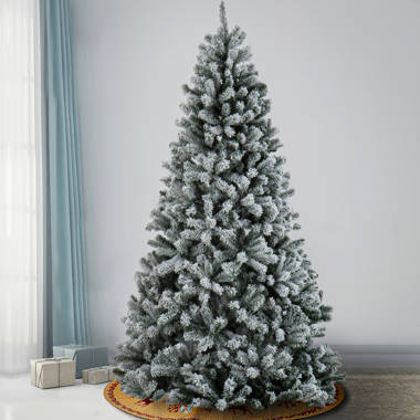 7ft Snow Flocked Christmas Tree with White Realistic Tips Unlit