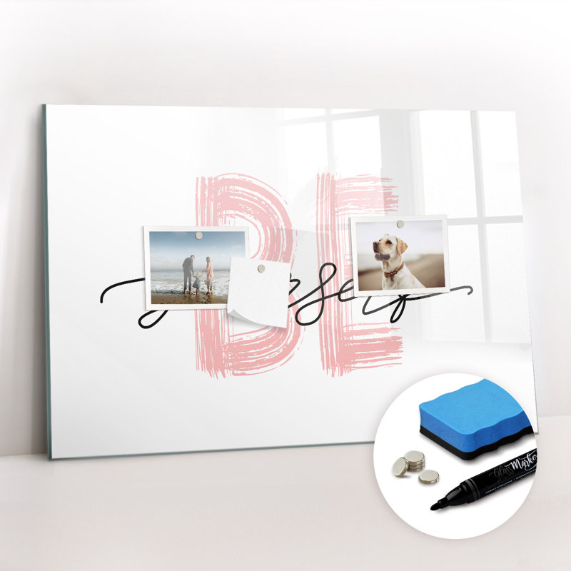 Magnetic Memo Board Whiteboard - 60 x 40 cm - Includes Marker and Magnets - Inscription Be yourself
