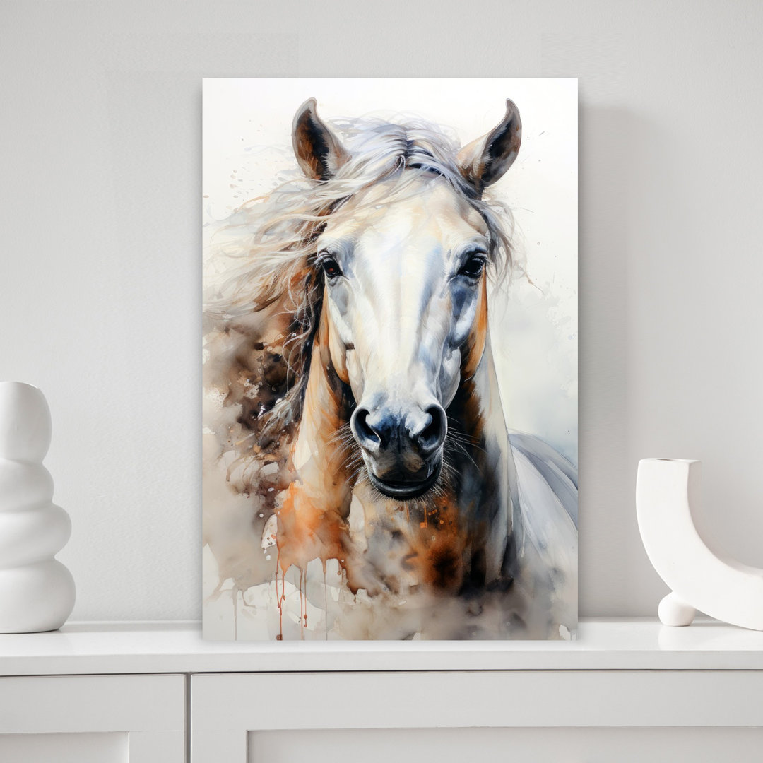 Majestic Watercolor Horse Elegant Ethereal Contemporary Horse Portrait Wall Art Print