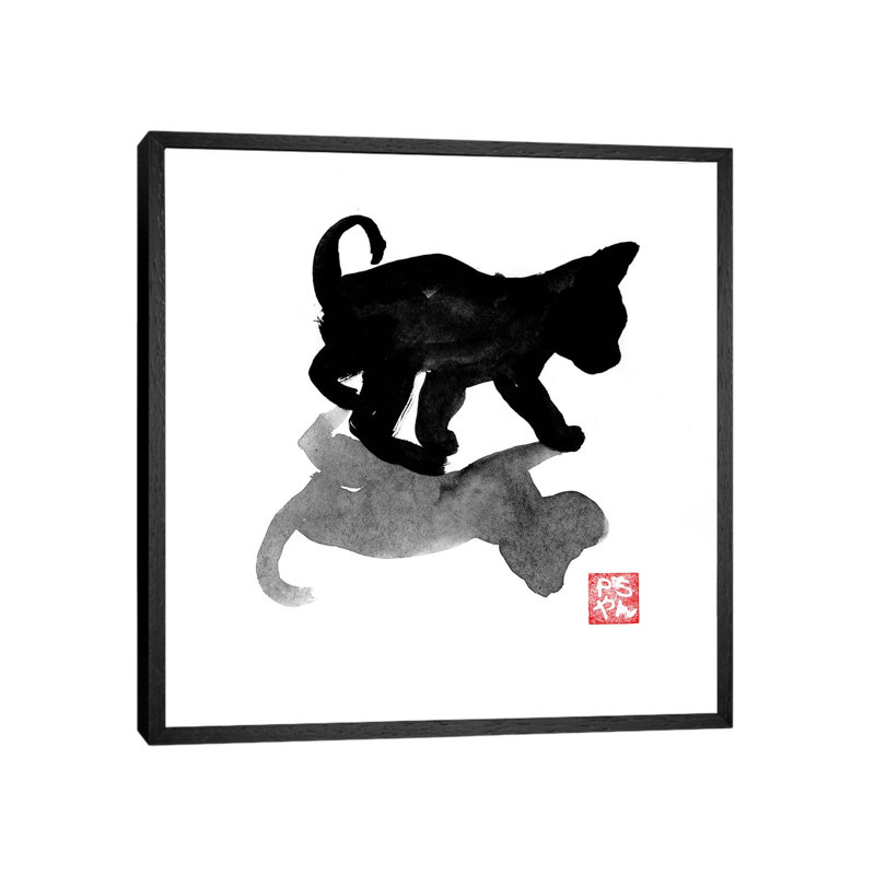 Small Cat I by Péchane - Print on Canvas, 66.04 cm H x 66.04 cm W, Black Framed