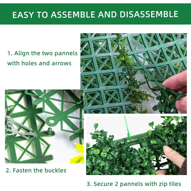 12 pièces 20 po x 20 po artificiel en bois de buis avec panneaux de plantes