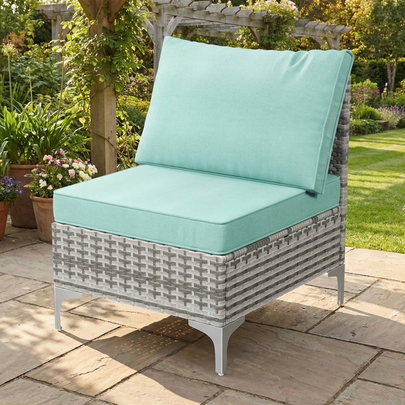 Ensemble 2 pièces de chaises de patio sans accoudoirs en osier de qualité supérieure, Vert, Gris
