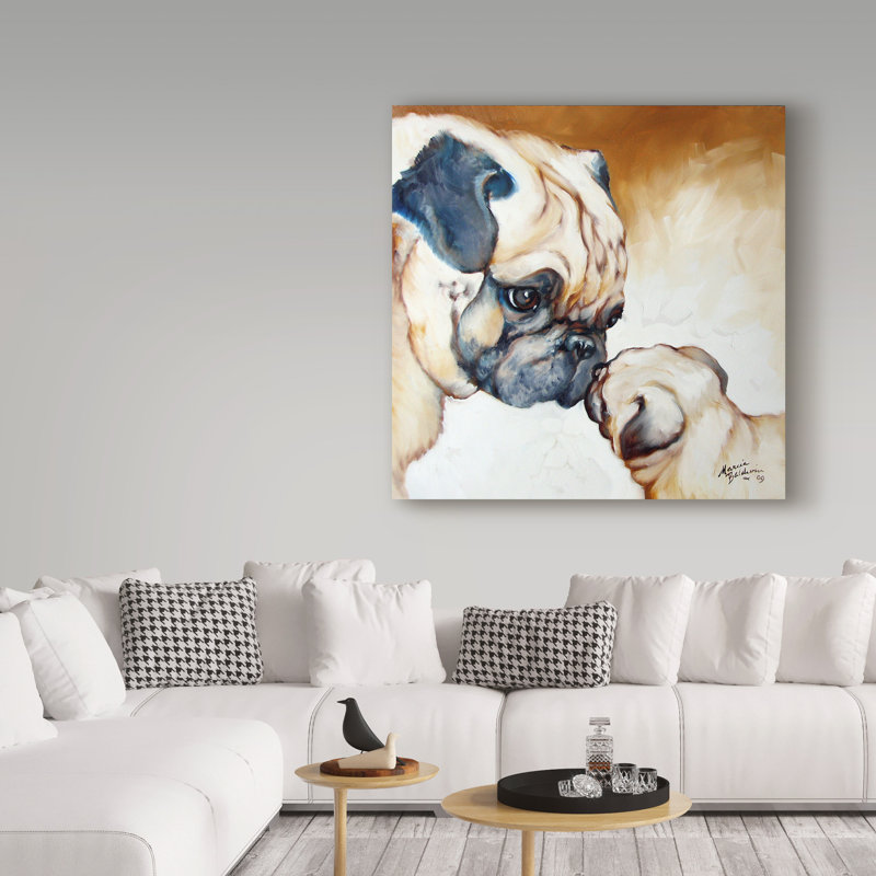 Duniya «Pug 2», reproduction de peinture acrylique sur toile tendue, H 14 po x l 14 po x P 2 po