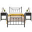 Ensemble de chambre à coucher 3 pièces Kempst, cadre de lit plateforme simple et ensemble de 2 tables de chevet noires, ensemble de mobilier de chambre à coucher simple en métal moderne, support de lattes robuste, rangement sous le lit, aucun sommier nécessaire, silencieux (ensemble de 3)-2083650386-2083678261