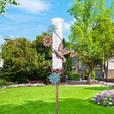 Taquarvis 36 Inch Rain Gauge Outdoor - Freeze Proof Rain Gauges , Hummingbirds Decorative Rain Gauge Garden Stake For Yard Outdoors Fence Decoration