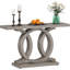 Console 55 po avec base géométrique en bois, canapé d'entrée rustique pour salon, couloir, vestibule - table d'appoint décorative pour présentation et rangement, gris