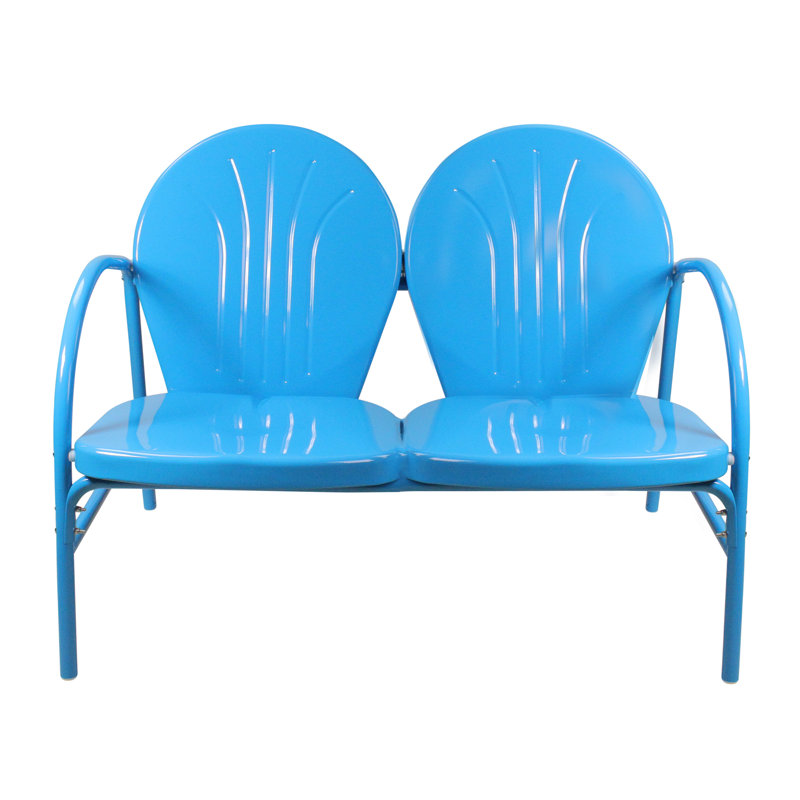 47-Inch Outdoor Retro Tulip Loveseat, Blue