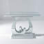 Table d'appoint à miroir rectangulaire moderne avec base décorative double en forme de C, console en verre polyvalente