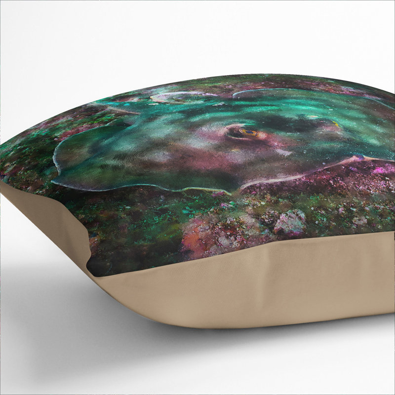 Sting Ray Square Throw Cushion, 55cm H x 55cm W x 20cm D, Stone