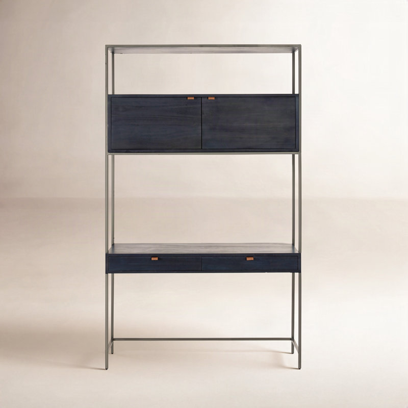 Trey Solid Wood Writing Desk, Black Wash Poplar