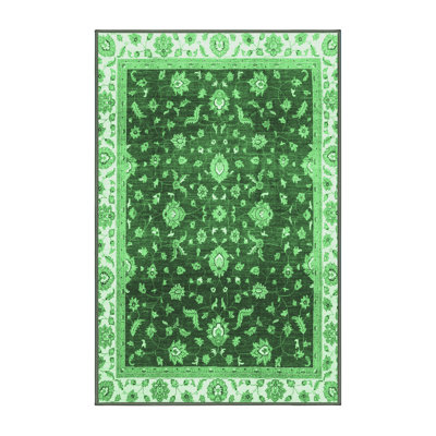 Tapis rectangulaire en laine et en polyester tissé à la machine 2 pi x 3 pi Abilio
