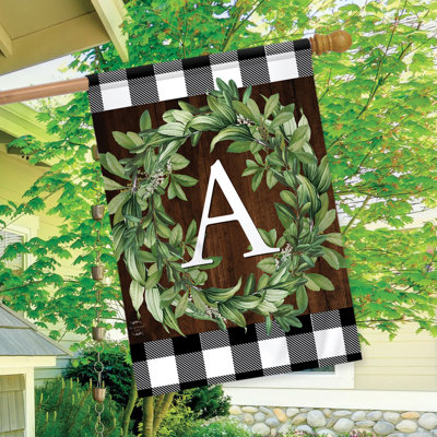Wreath Monogram Letter A House Flag