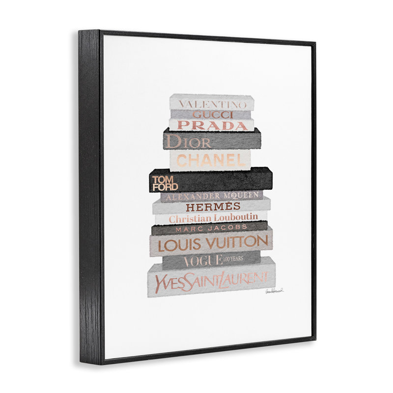 «Bookstack», reproduction, H 20 po x l 16 po, Giclée encadrée noir minuit