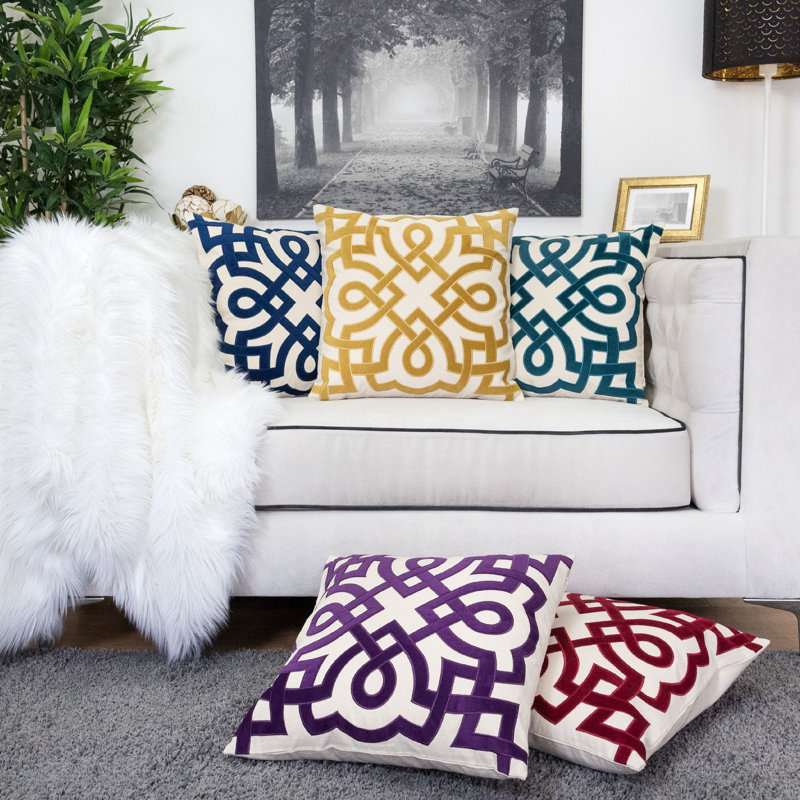  Outdoor Square Cotton Pillow Cover & Insert, Purple