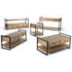 Riverside 54"W Solid Mango Wood and Metal Modern Industrial Storage Console Table with 3 Drawers and Open Shelf