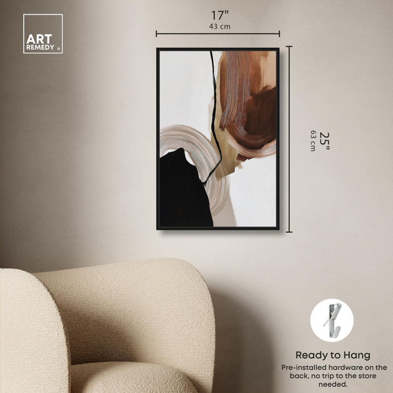 «Earth Curve I Boho Decor», reproduction d'art sur toile par Art Remedy, H 24 po x l 16 po, Structure noire