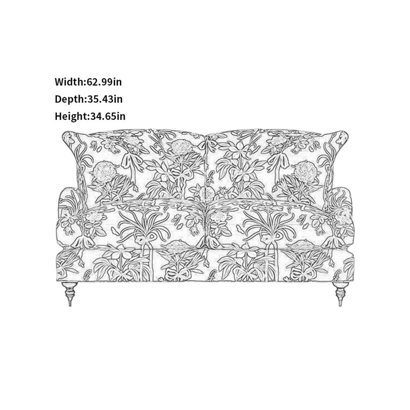 Casual Fabric Sofa, 34.65" H x 62.99" W x 35.43" D