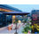 Parasol carré carré de 8X2,5M avec parasol solaire 8 lumières à DEL avec manivelle et base transversale pour terrasse de jardin