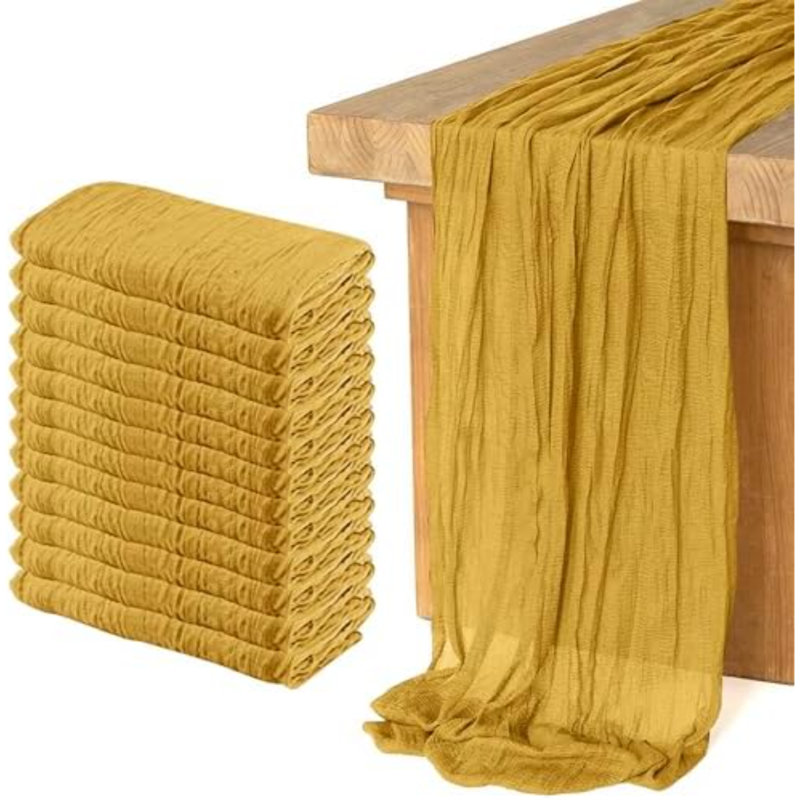 Lot de 12 chemins de table en gaze de coton, style bohème, pour mariage, anniversaire ou fête romantique (35 po x 118 po) (Gingembre)
