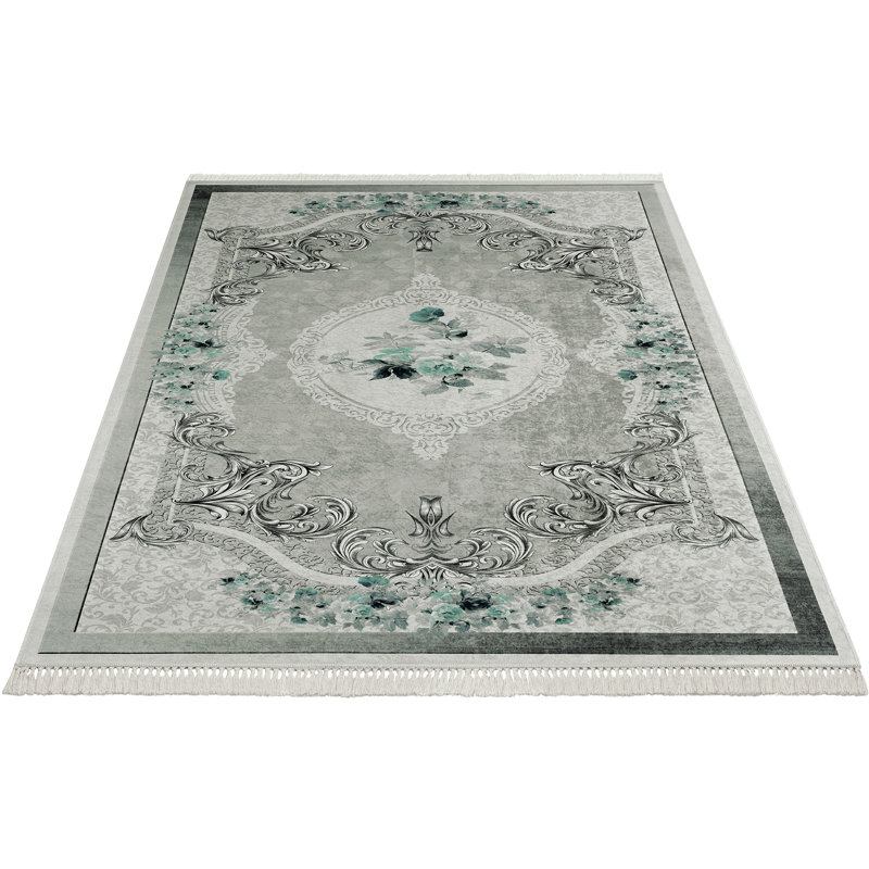 Tylersburg Rug in Grey/Green/Dark Green, Rectangle 80 x 150cm