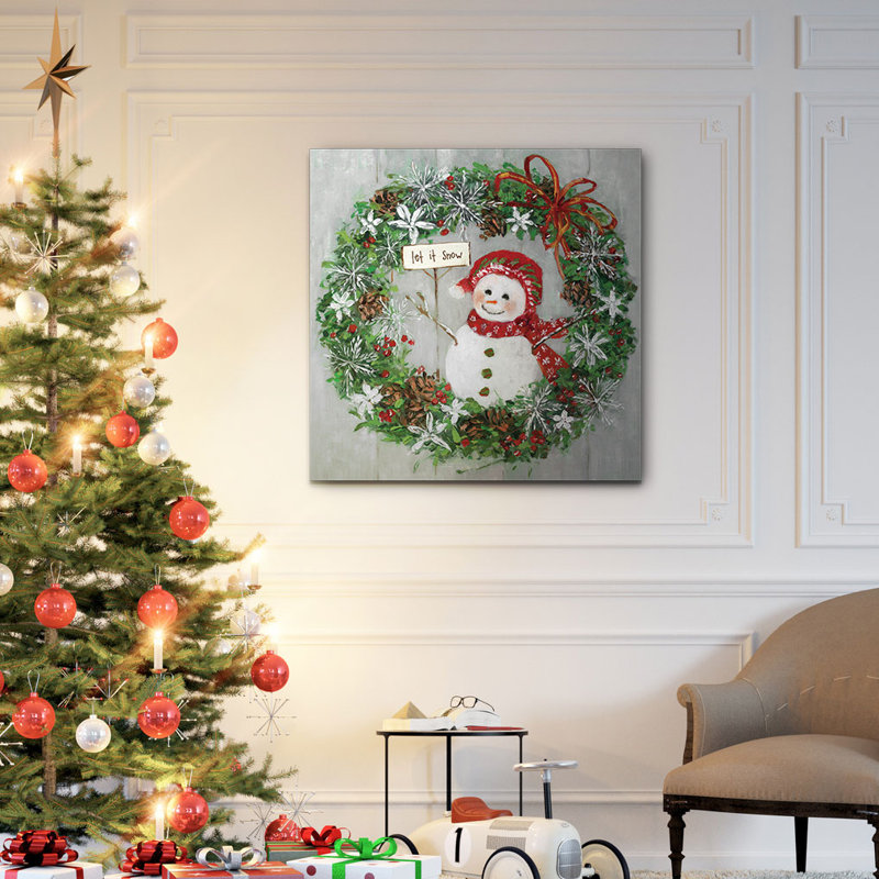 « mme bonhomme de neige », peinture, H 16 po x l 16 po x P 1,5 po, Toile tendue