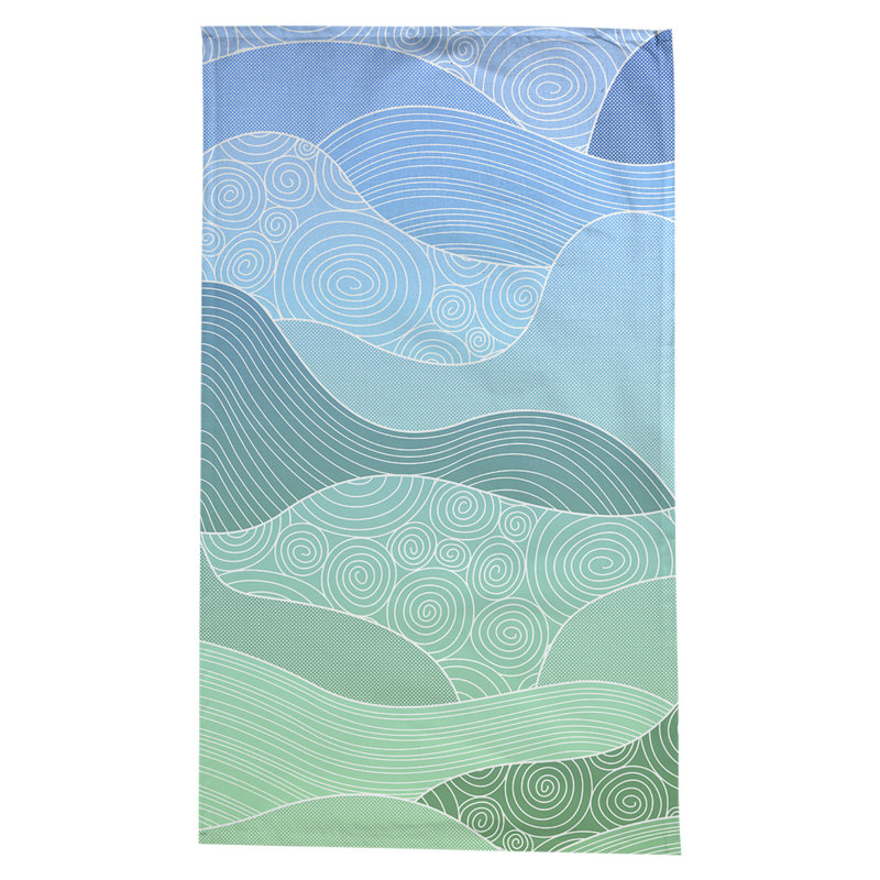 Leffel Hand Drawn Waves Tablecloth, Blue/Green