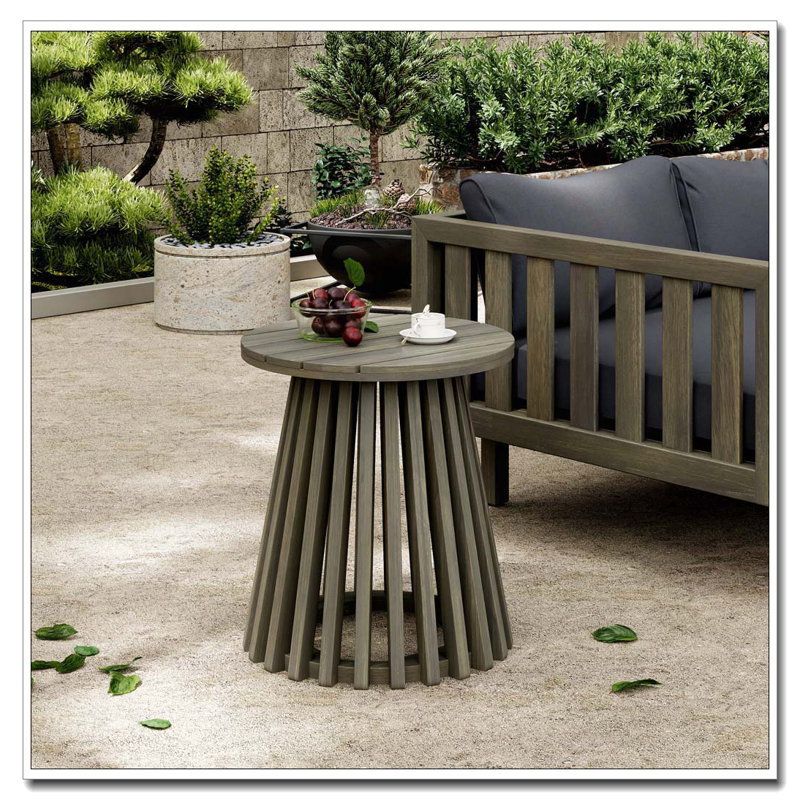 Table d'appoint d'extérieur en bois d'acacia, Gris
