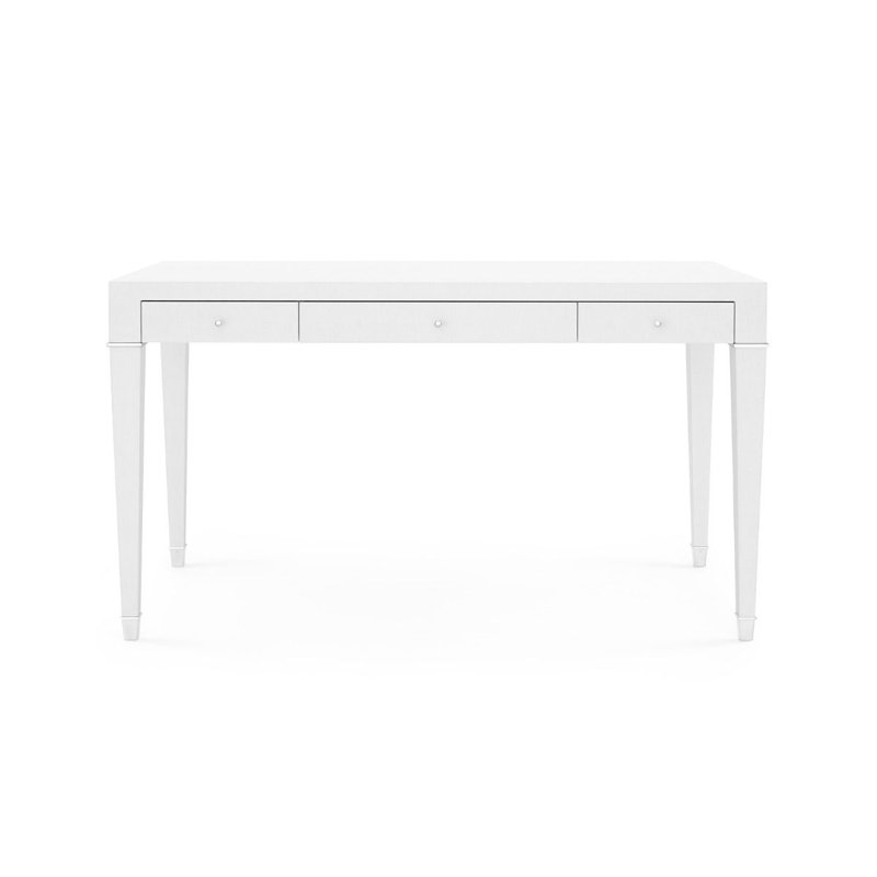 Claudette Writing Desk, White/Nickel
