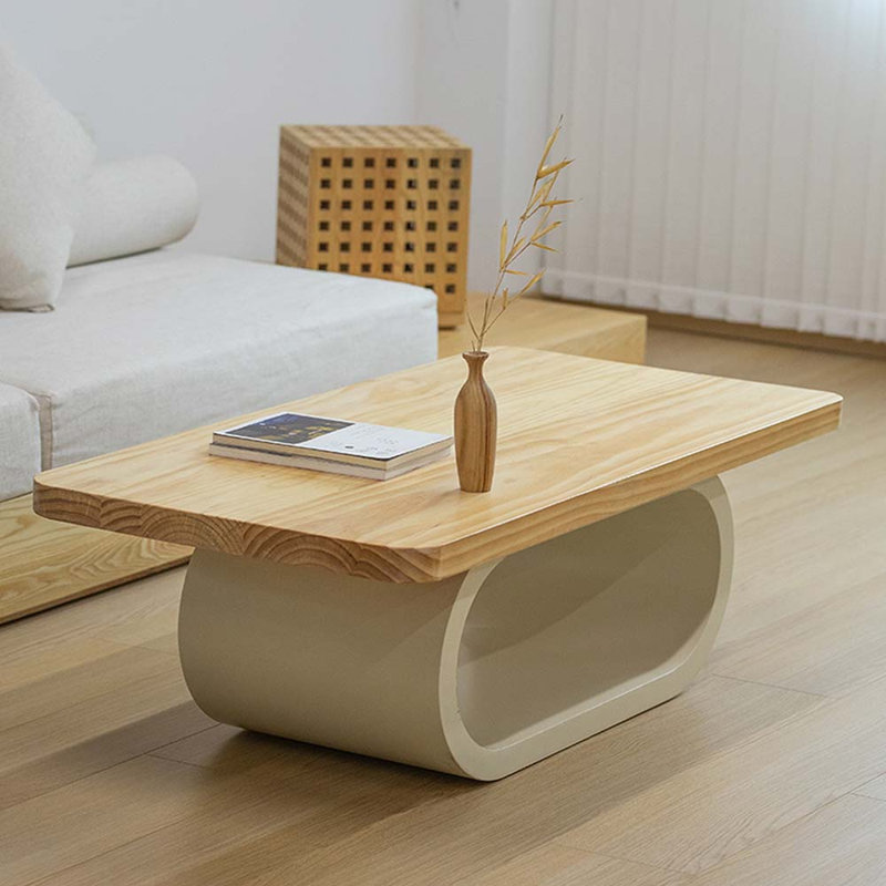 Table de bout en bois massif crème, H 15,74 po x L 55,11 po x l 27,55 po