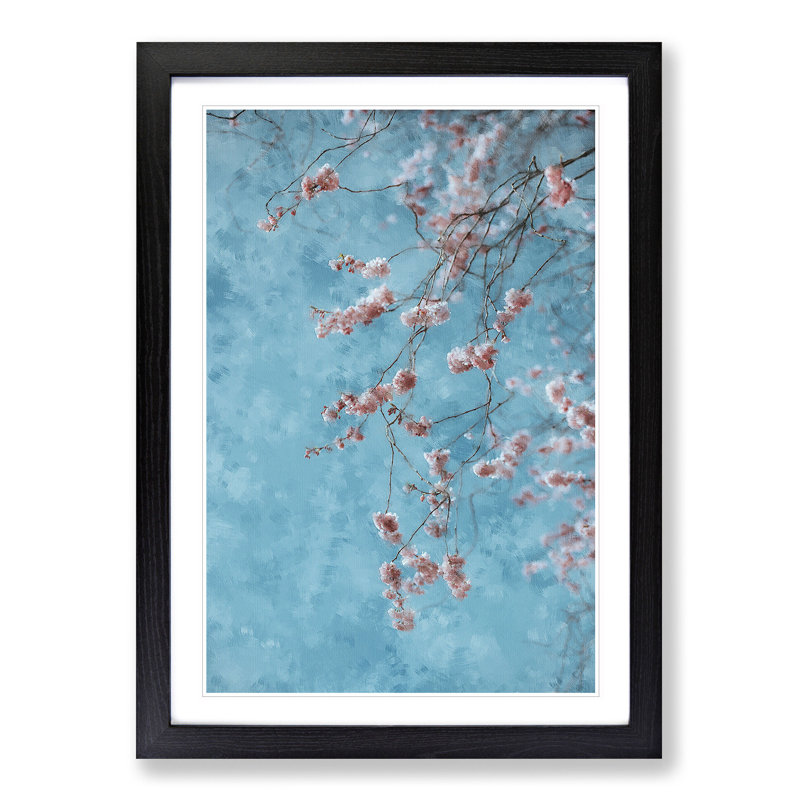 Beautiful Pink Cherry Blossom - Picture Frame Graphic Art Print, 87cm H x 62cm W x 2cm D, Black Framed