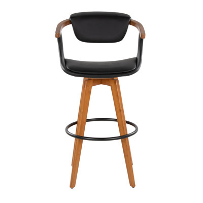 Dirksen Swivel Upholstered Counter Stool with Solid Wood Frame
