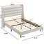 Queen Size Bed Frame High Headboard Upholstered Platform Bed With Wave - Shaped Headboard, Premium Chenille Fabric, Modern Minimalist Platform Bed No Box Spring Needed, Easy Assembly, Ivory-1478681660