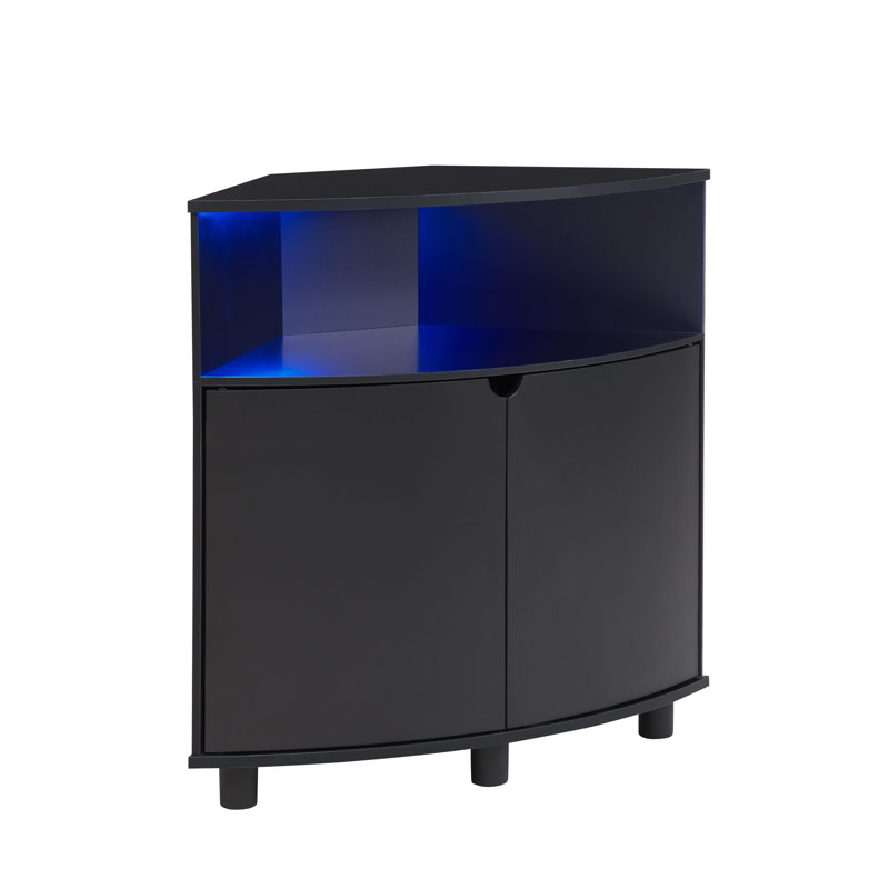 Armoire d'appoint de coin H 30 po avec lumières DEL, Noir