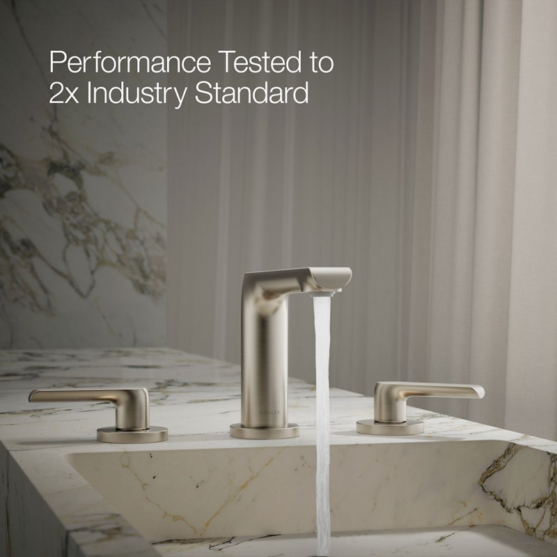 Avid Widespread Bathroom Sink Faucet With Drain Assembly, Vibrant Brushed Nickel