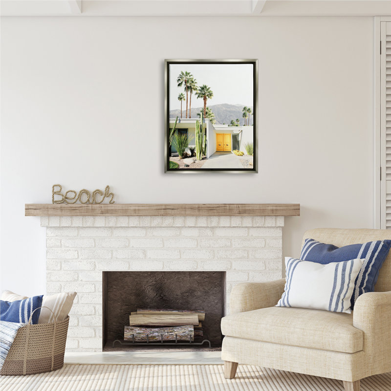Palm Springs House Photography Gray Floater Framed Canvas Print