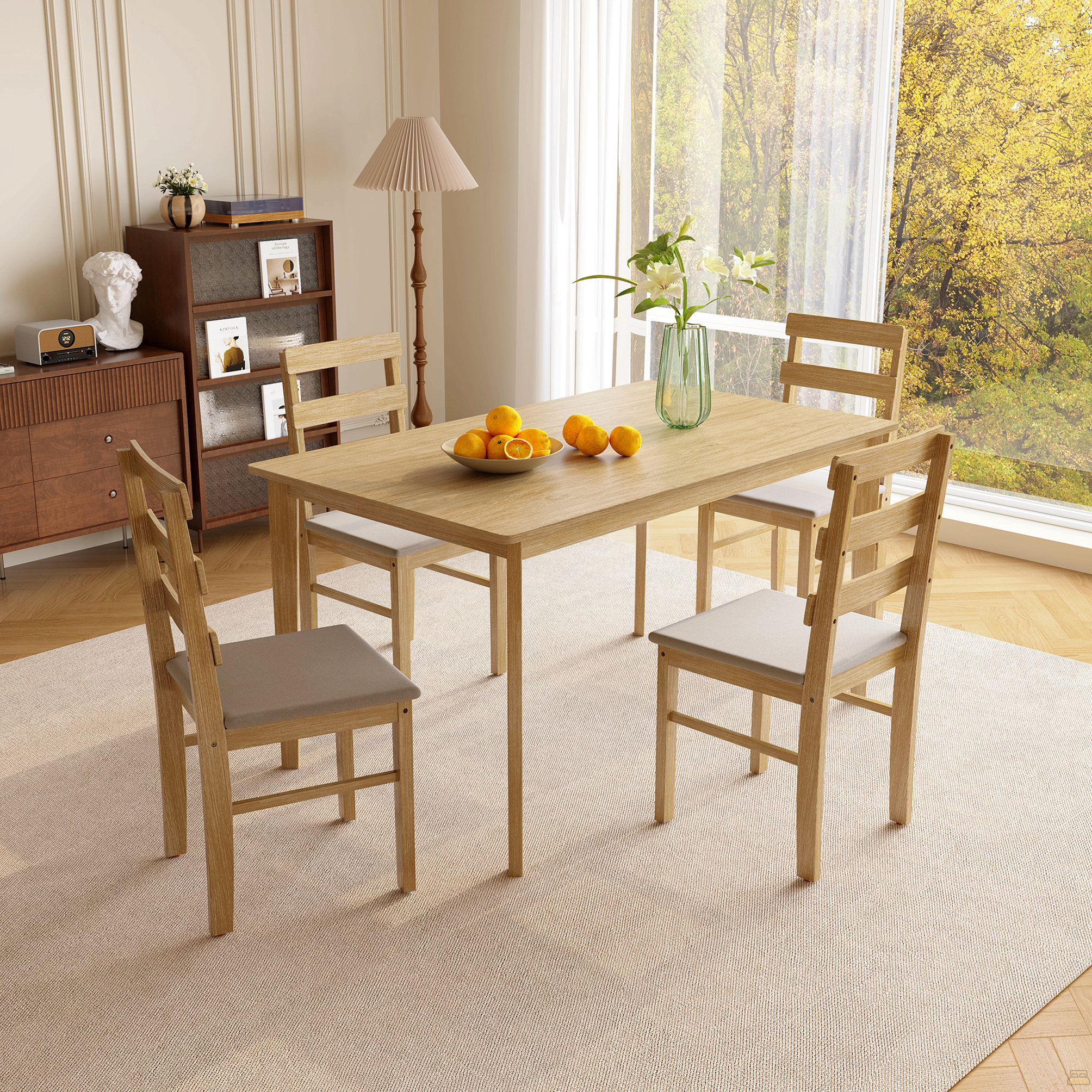 Corrigan Studio Original Wood Colour Solid Wood Dining Table And Chair ...