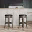 30" Bar Stool, Weathered Grey Finish Leather Seat