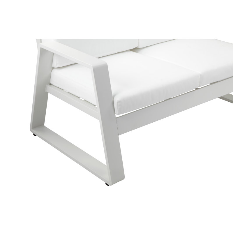 Ensemble de conversation d'extérieur en aluminium avec coussins pour 4 personnes Harriet, Blanc