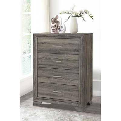 Commode 4 tiroirs chêne brun